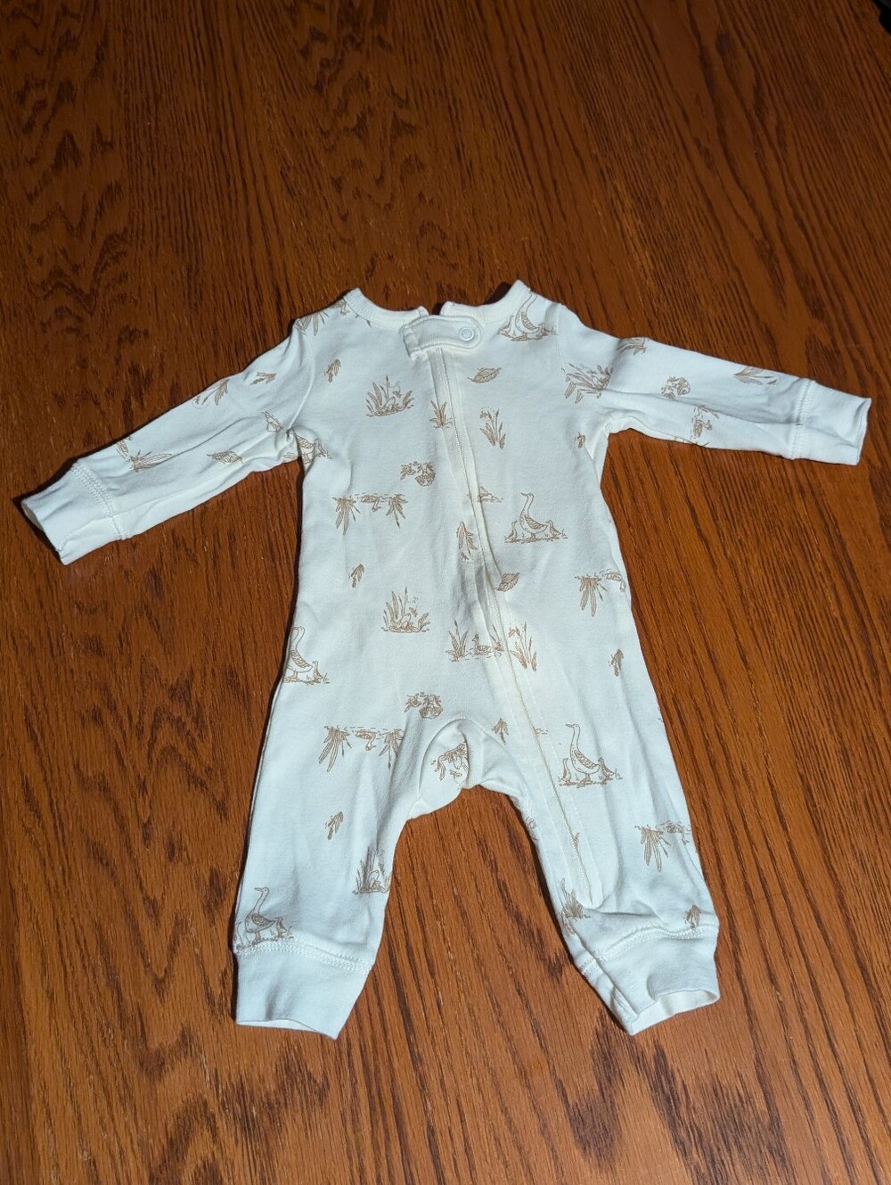 Carter’s Baby 3M Neutral Woodland Duck Print Zip Romper Sleeper